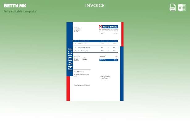 Шаблон за фактура на САД HDFC во модерен стил